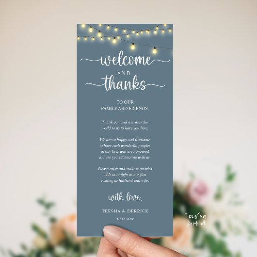 Programme "Welcome and Thanks" Rustic Reception Guest Card