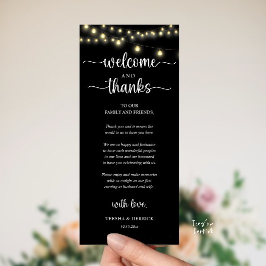 Programme "Welcome and Thanks" Rustic Reception Guest Card