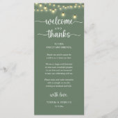 Programme "Welcome and Thanks" Rustic Reception Guest Card (Devant)