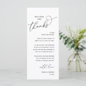 Programme Welcome and Thanks, Wedding Dinner Thank You Card (Debout devant)