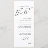 Programme Welcome and Thanks, Wedding Dinner Thank You Card (Devant)