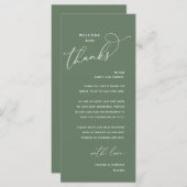 Programme Welcome and Thanks, Wedding Dinner Thank You Card (Devant / Derrière)