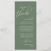 Programme Welcome and Thanks, Wedding Dinner Thank You Card (Devant)