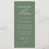 Programme Welcome and Thanks Wedding Dinner Thank You Card (Devant)