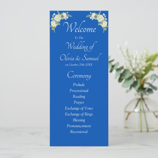 Programme Welcome to Wedding Ceremony, Cobalt Blue White  (Debout devant)