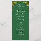Programme Welcome to Wedding Ceremony, Emerald Green & Gold (Devant)