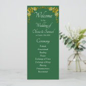 Programme Welcome to Wedding Ceremony, Emerald Green & Gold (Debout devant)
