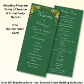 Programme Welcome to Wedding Ceremony, Emerald Green & Gold