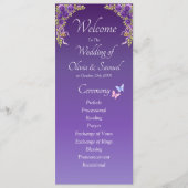 Programme Welcome to Wedding Ceremony, Purple Mauve Flowers  (Devant)