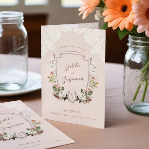 Programme Western Boho Watercolor Floral Cowboy Boot Mariage