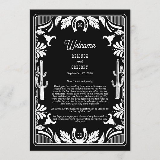 Programme Western Country Cowboy Rustic Mariage Itinéraire (Devant)