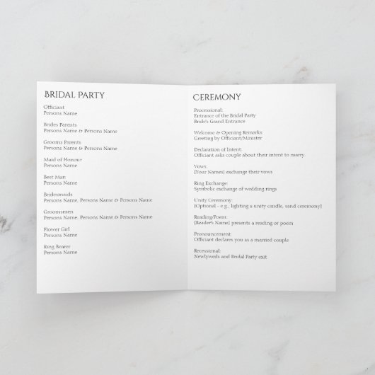 Programme Whimsical Black and White Flourish Wedding Program (Intérieur)