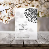 Programme Whimsical Black and White Flourish Wedding Program