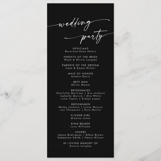 Programme Whimsical Boho Wildflower Tea Length Wedding (Dos)