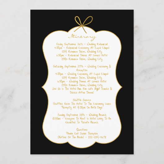 Programme Whimsical Stripes Handwritten Wedding Itinerary (Dos)