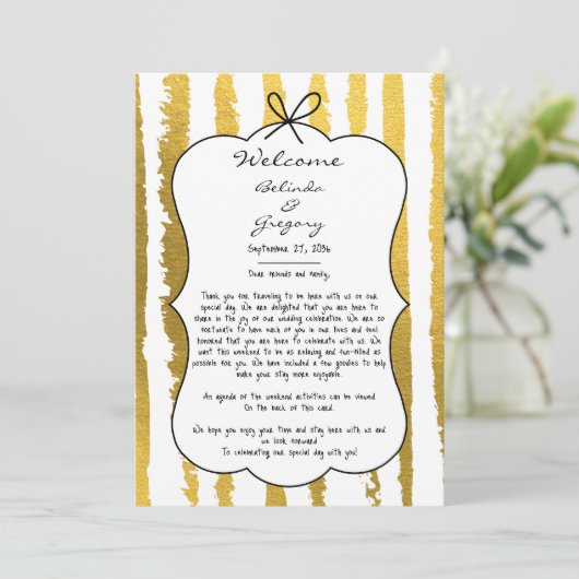 Programme Whimsical Stripes Handwritten Wedding Itinerary (Debout devant)