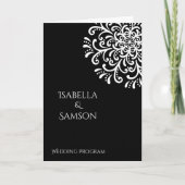 Programme Whimsical White On Black Flourish Wedding Programm (Devant)