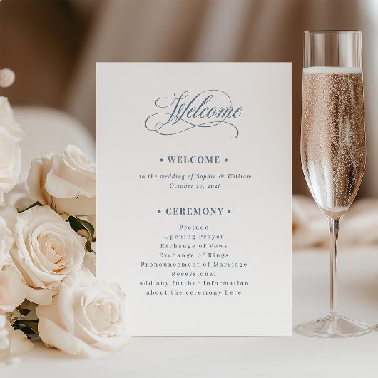 Programme White and Dusty Blue | Luxe Wedding Welcome