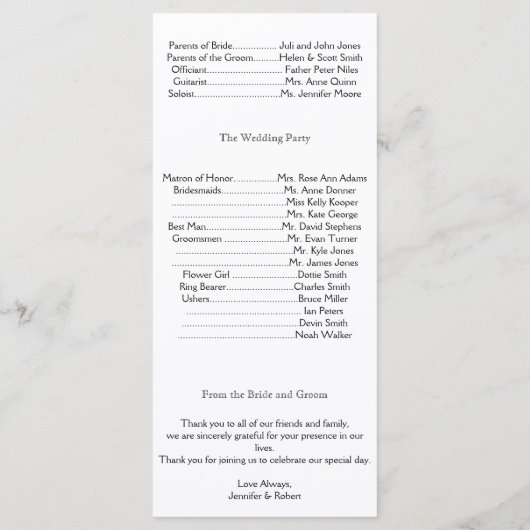 Programme White Black and Silver Mariage damassé (Dos)