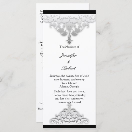 Programme White Black and Silver Mariage damassé (Devant / Derrière)