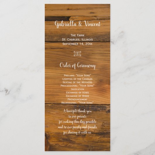 Programme White Daisy and Horseshoe Western Wedding Program (Dos)