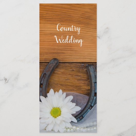 Programme White Daisy and Horseshoe Western Wedding Program (Devant)