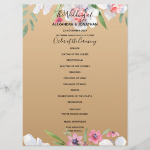 Programme White Narcissus sur Champagne Gold Wedding Program