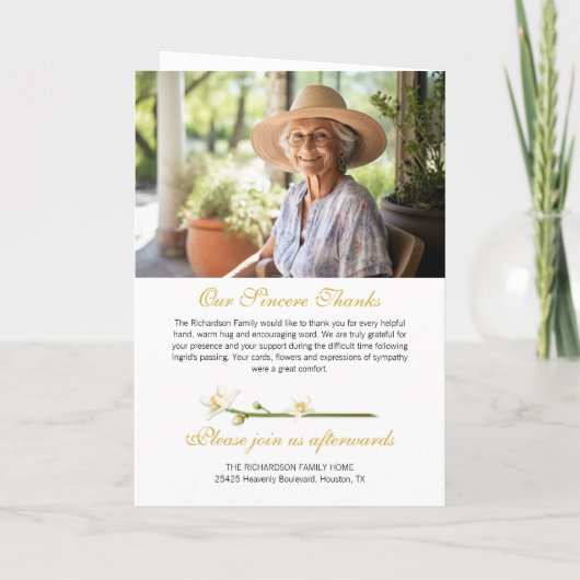 Programme White Orchid Lily Deux photos Funérailles (Dos)