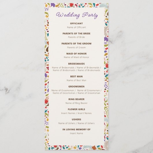 Programme Wild Rose Woods Exotic Flower Garden Mariage (Dos)