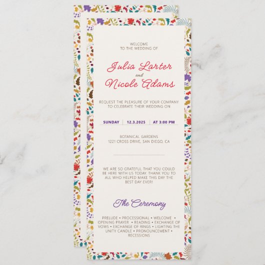 Programme Wild Rose Woods Exotic Flower Garden Mariage (Devant / Derrière)