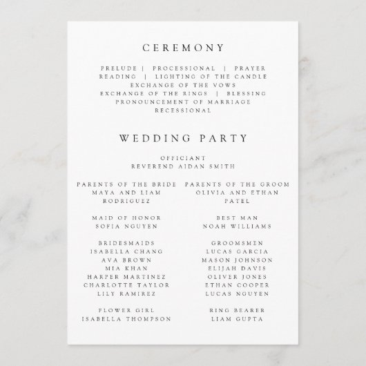 Programme Wildflower Garden Wedding Program (Dos)