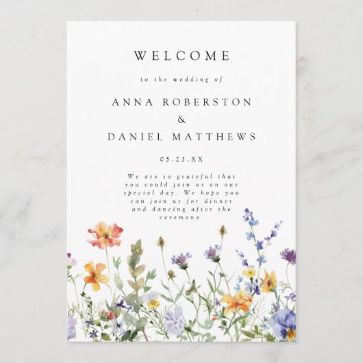 Programme Wildflower Garden Wedding Program (Devant)