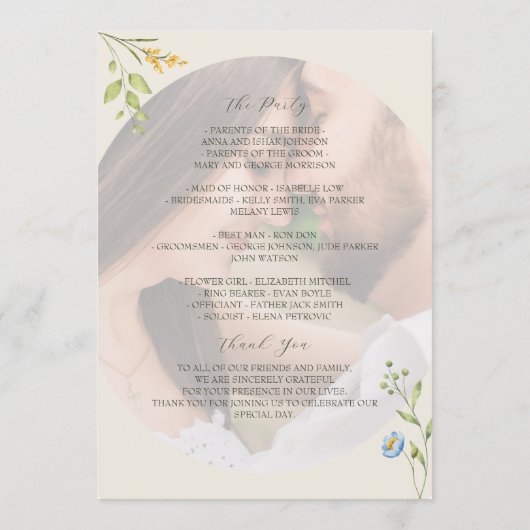 Programme Wildflower Photo Wedding Program (Dos)