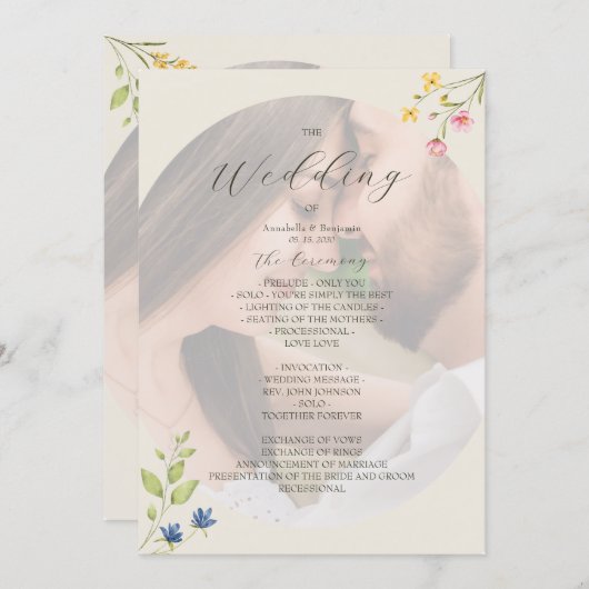 Programme Wildflower Photo Wedding Program (Devant / Derrière)
