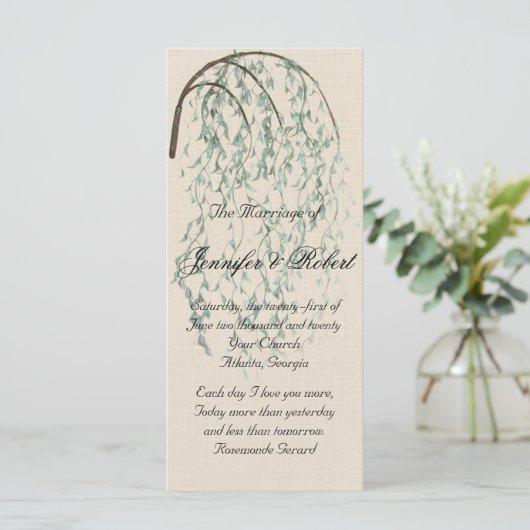 Programme Willow Branch on Linen Wedding Program (Debout devant)