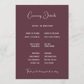 Programme Wine Red Plum Mauve Fall Floral Wedding (Dos)