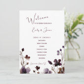 Programme Wine Red Plum Mauve Fall Floral Wedding (Debout devant)
