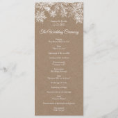 Programme Winter Wonderland White & Kraft Snowflakes Mariage (Dos)