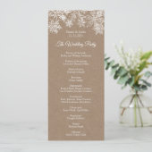 Programme Winter Wonderland White & Kraft Snowflakes Mariage (Debout devant)