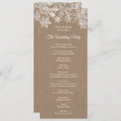 Programme Winter Wonderland White & Kraft Snowflakes Mariage (Devant / Derrière)