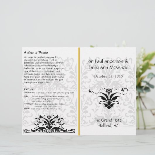 Programme Yellow Bumble Bee Mariage damassé (Debout devant)