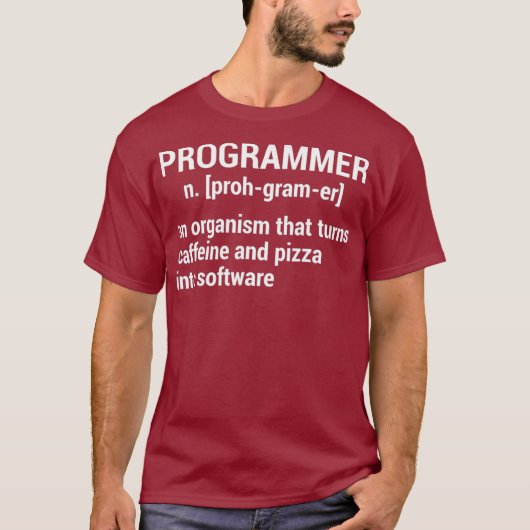 Programmeer Organism Turns Caffeine Pizza T-shirt (Voorkant)