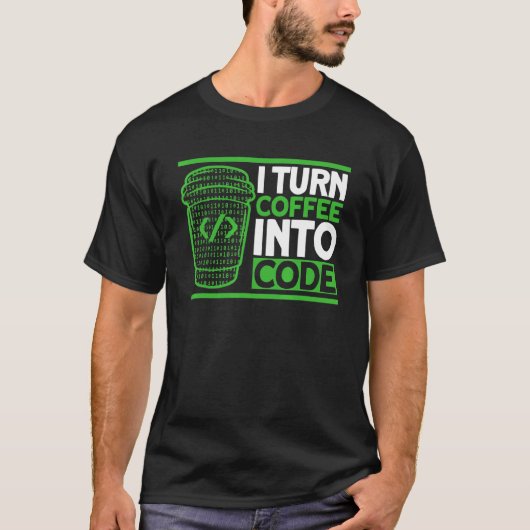 Programmeercode koffiecode coderen softwareontwikk t-shirt (Voorkant)