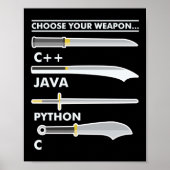 Programmeercodering Kies je wapen C Java Python Poster (Voorkant)