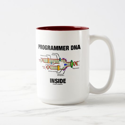 ProgrammeerDNA Inside (DNA-replicatie) Tweekleurige Koffiemok (Rechts)