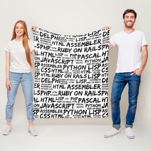 Programmeertalen, computertalen, code fleece deken (In situ)