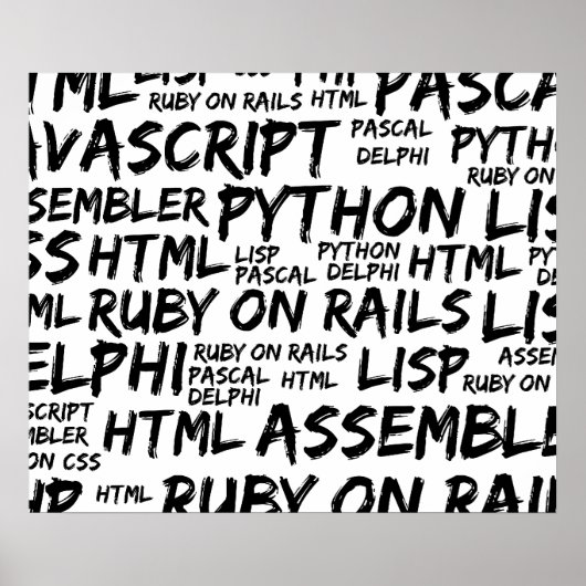 Programmeertalen, computertalen, code poster (Voorkant)
