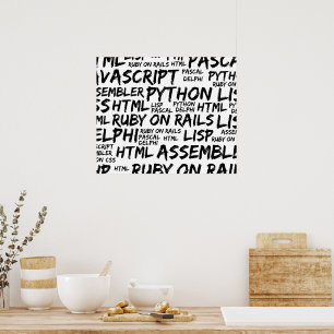 Programmeertalen (Java, Pascal) - Zwart Poster