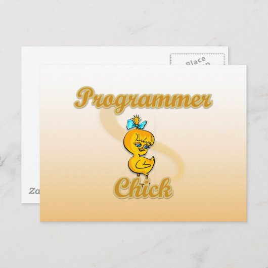 Programmer Chick Briefkaart (Voorkant / Achterkant)
