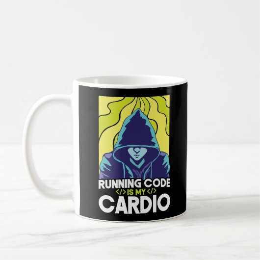Programmer Coding Running Code is Mijn Cardio Koffiemok (Links)